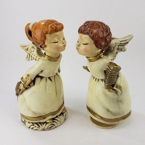 Vintage Japan Christmas Kissing Angels Figurine Spins & Plays Silent Night Music